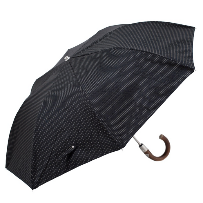elegant black umbrella with wooden handle 