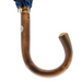 traditional solid blue umbrella with chestnut handle