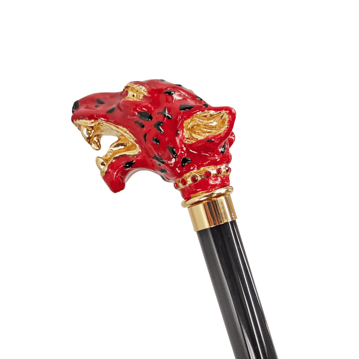 Fashionable Luxura Artistic Red Puma Crystal Walking Cane