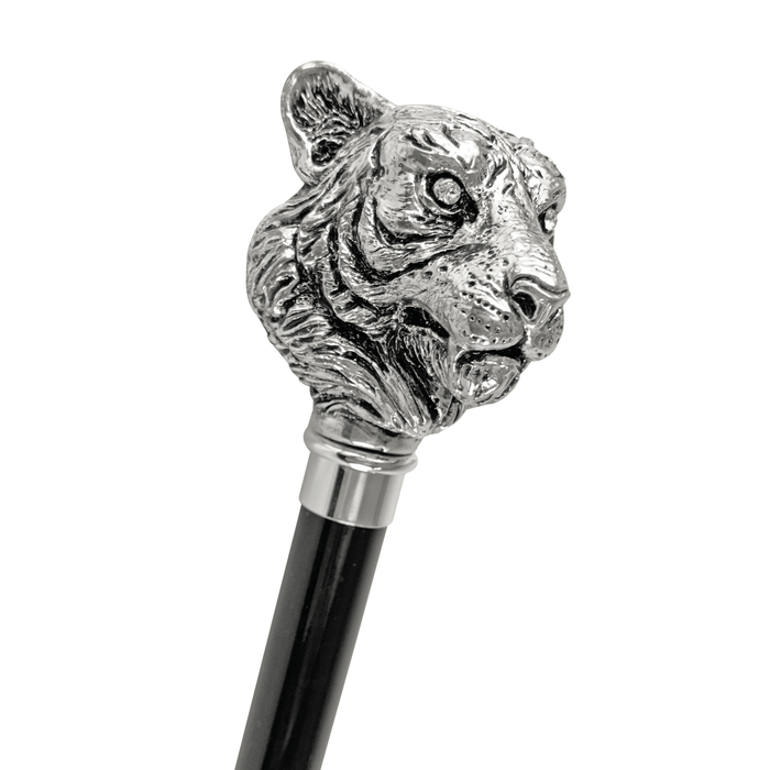 Unique Walking Stick with Silverplated 925 Tiger Handle