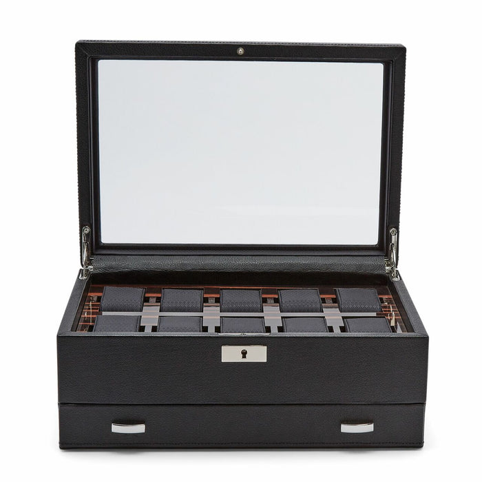 Wolf Roadster 10PC Watch Box with Drawer Black 477656