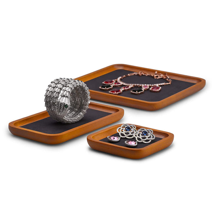 Wood jewelry tray in dark gray