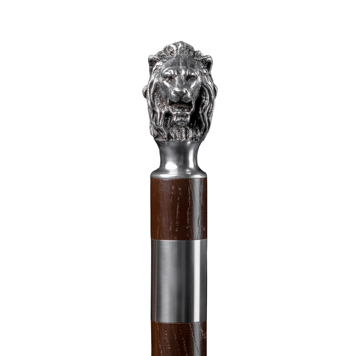 Antique silver lion walking cane