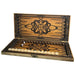 Artistic backgammon set with ornamental wooden board