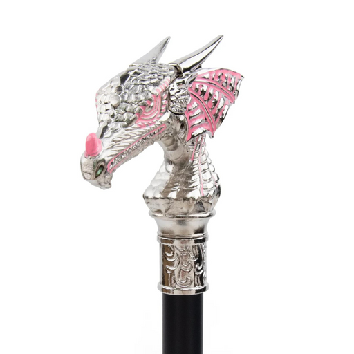 Fashion pink silver dragon walking stick