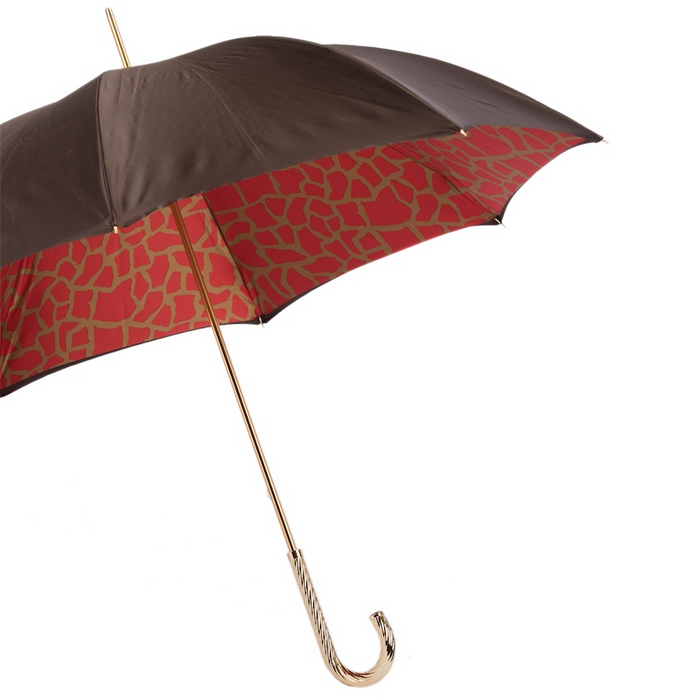 playful red giraffe print brown double cloth umbrella