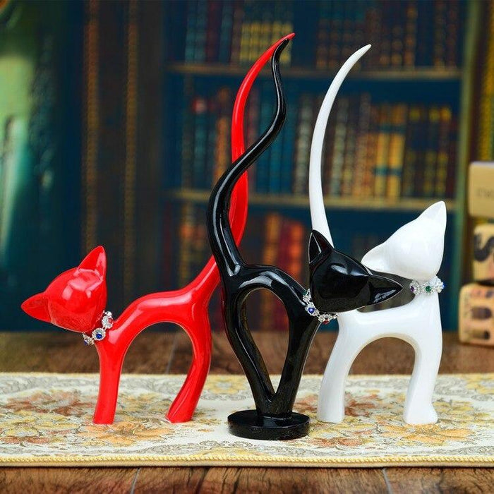 Nordic Painted Kitten Statue