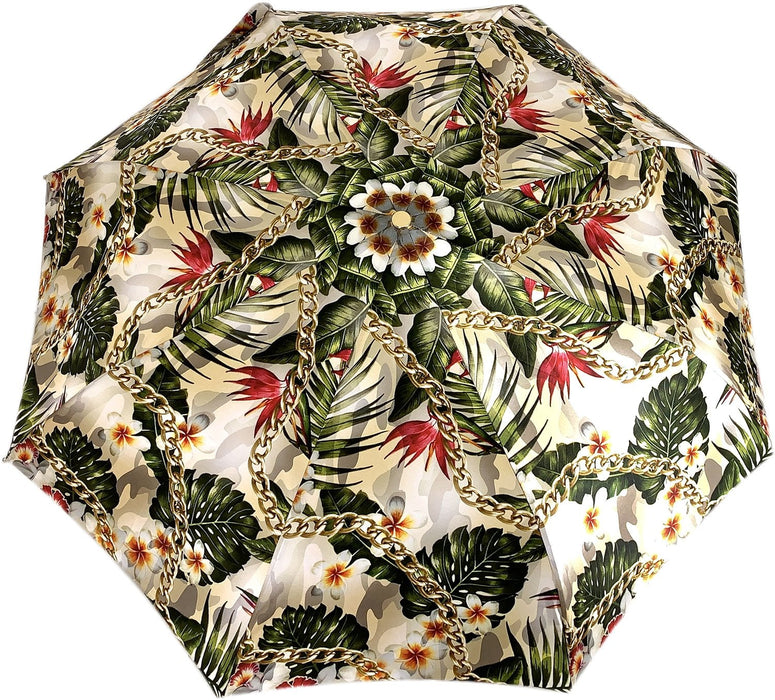 Elegant flower and chain print travel umbrella