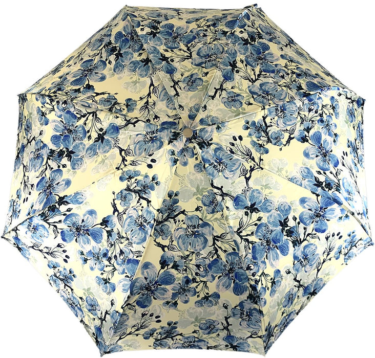 Durable folding umbrella with blue poppies illustration