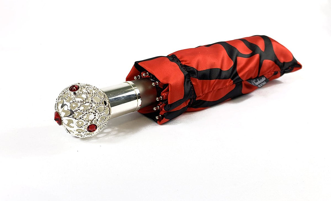 Fashionable black and red umbrellas for rainy days