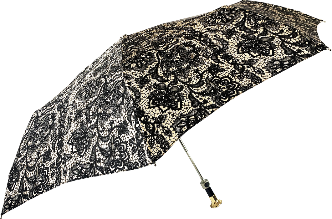 Stylish folding umbrellas with lace effect prints