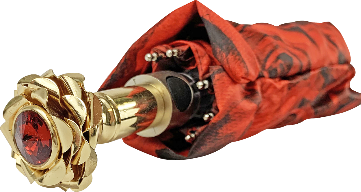 Romantic Folding Umbrella with 24K Gold-plated Rose Handle