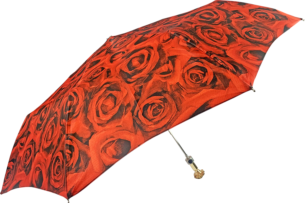 Romantic Folding Umbrella with 24K Gold-plated Rose Handle