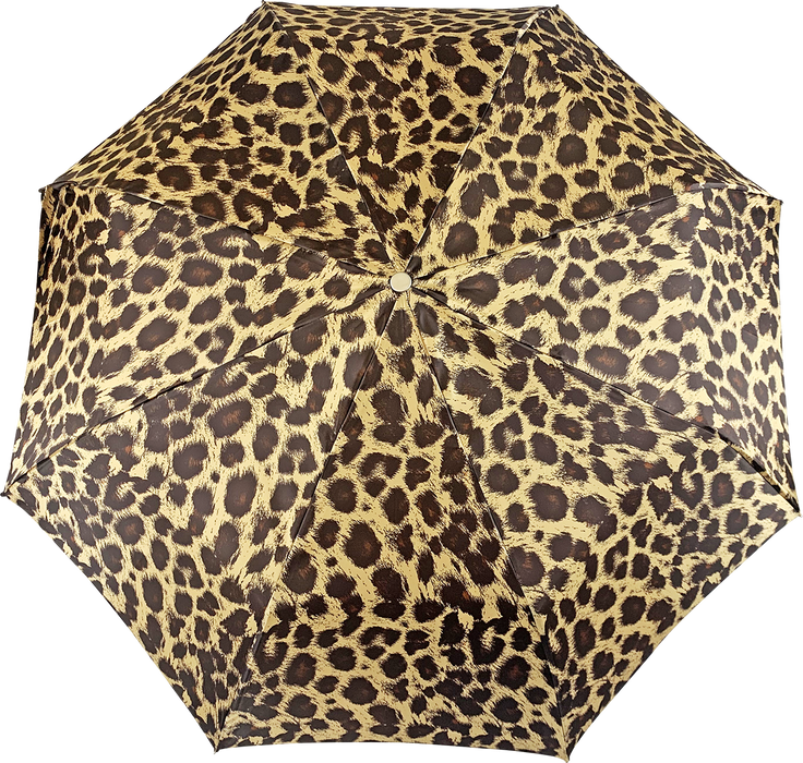 Leopard print umbrellas with ornate handles