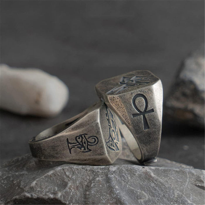 Egyptian Eye of Horus Ring S925 Sterling Silver