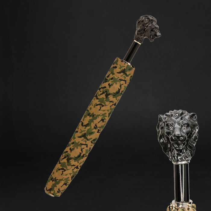 camouflage umbrella with black lion handle - luxury