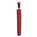 Red Striped Folding Umbrella with Chestnut Wood Handle