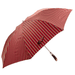 Red Striped Folding Umbrella with Chestnut Wood Handle