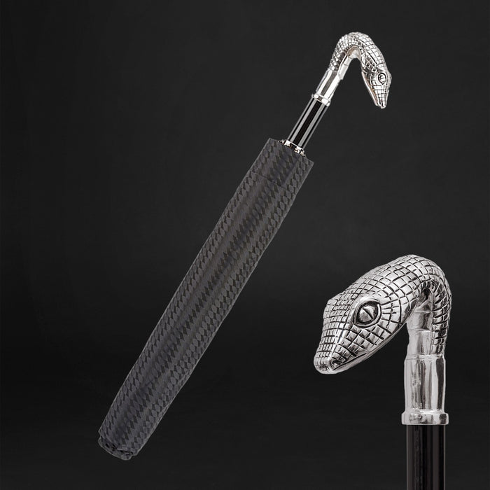 Luxury Head of Snake Metal Handle Folding Umbrella