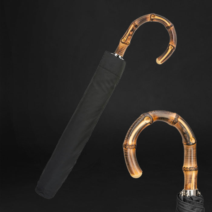 black whangee handle folding umbrella - designer