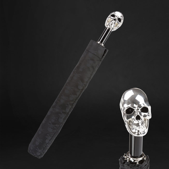 men's skull umbrella with silver handle - designer