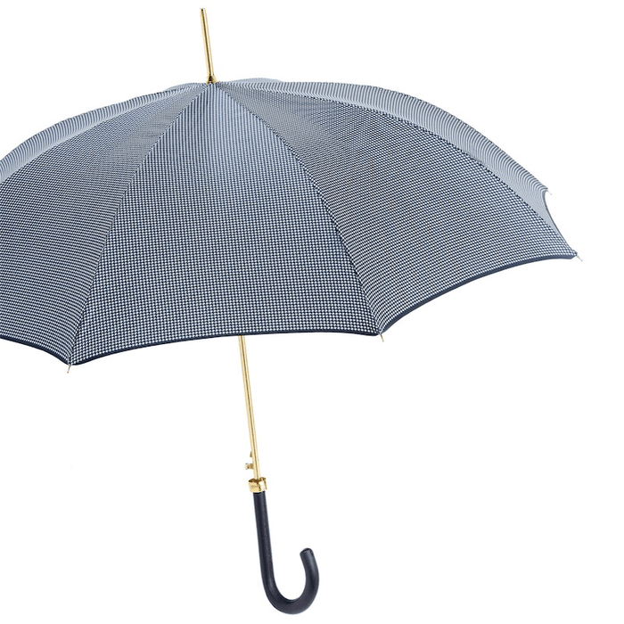 Navy Leather Handle Classic Premium Quality Umbrella - Artynov | Unique Handmade Accessories