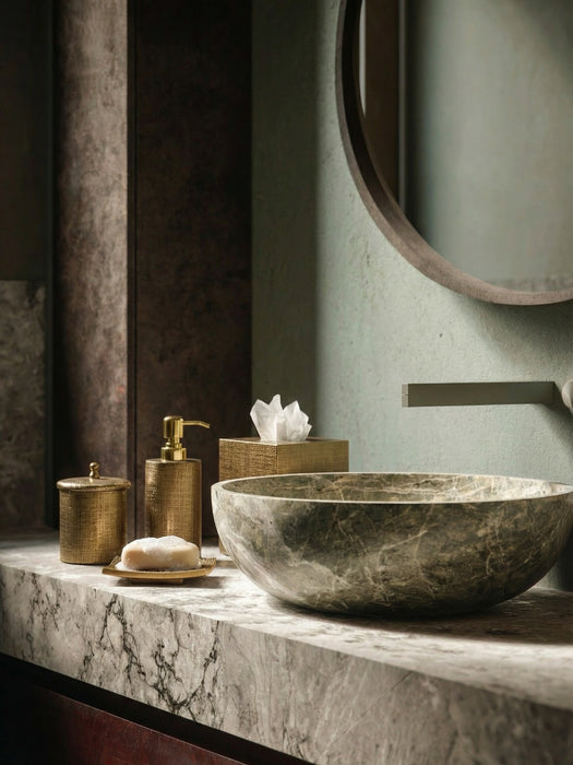 Gold Brass Bathroom Accessory Set – 7-Piece Luxury Design