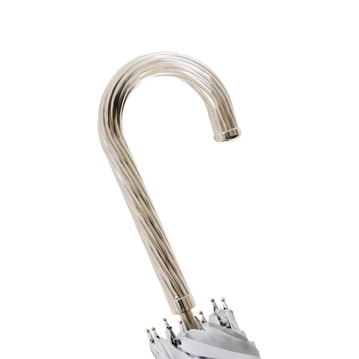 elegant silver leopard print umbrella with grey pearl handle - chic 