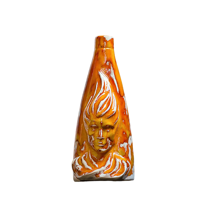 Orange Flamy Genie Vase - Vintage Style Vase Handmade