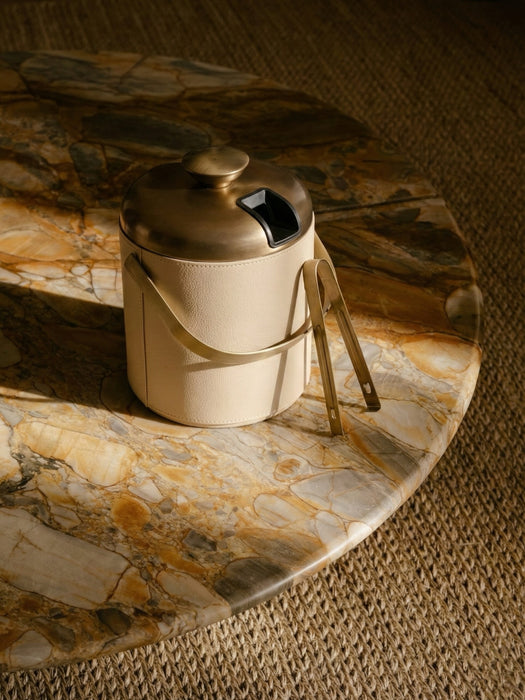 Luxury Leather Ice Bucket – Built-In Tray & Lid Tongs Holder
