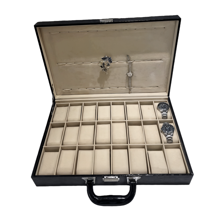Crocodile Pattern PU Leather Watch Display Box – 36-Inch Size