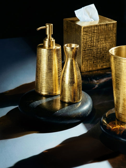 Gold Brass Bathroom Accessory Set – 7-Piece Luxury Design