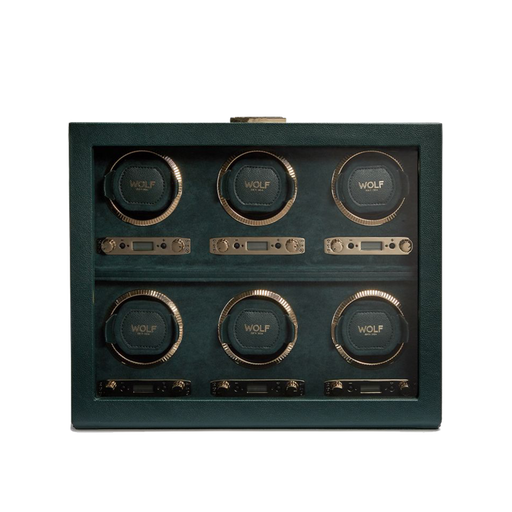 Wolf British Racing Green 6 Piece Watch Winder