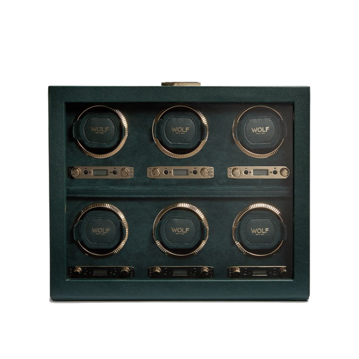 Wolf British Racing Green 6 Piece Watch Winder
