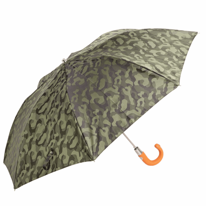 Orange Leather Handle Green Camouflage Folding Umbrella