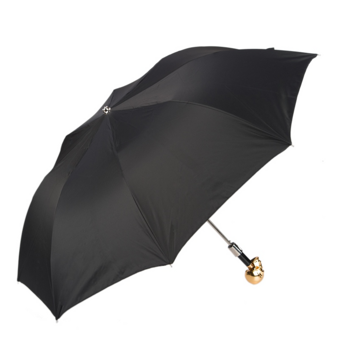 black umbrella with gold skull handle - fashion