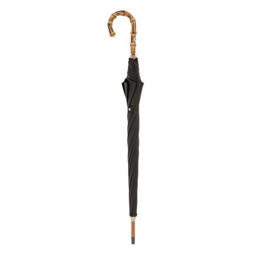 black umbrella with bamboo handle unique