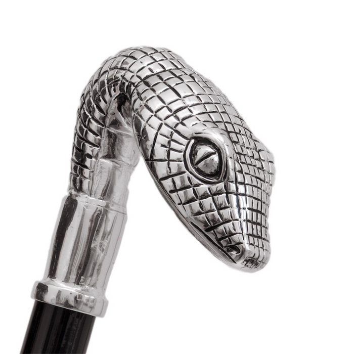 statement snake handle umbrella - metal, luxury