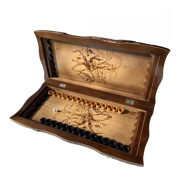 Unique handmade carved backgammon