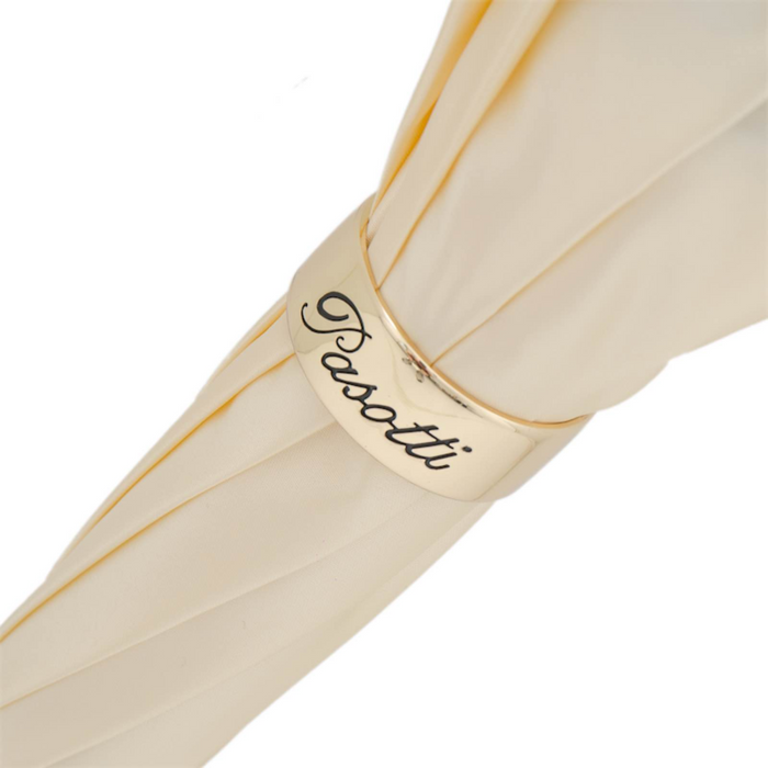 Creamy Flowered Double Cloth Umbrella with Acetate Handle