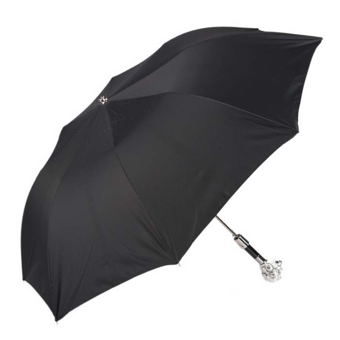 silver lion handle umbrella - black canopy