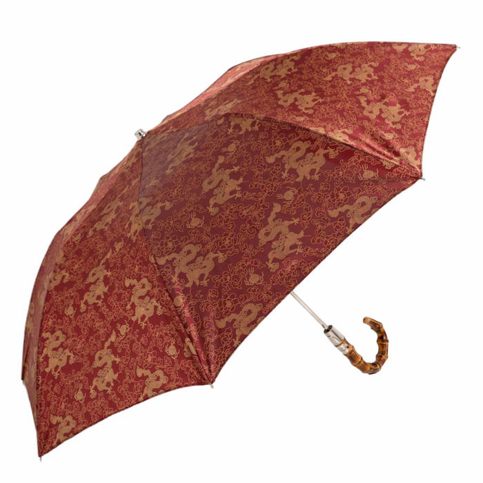 Italian red folding umbrella with whangee handle