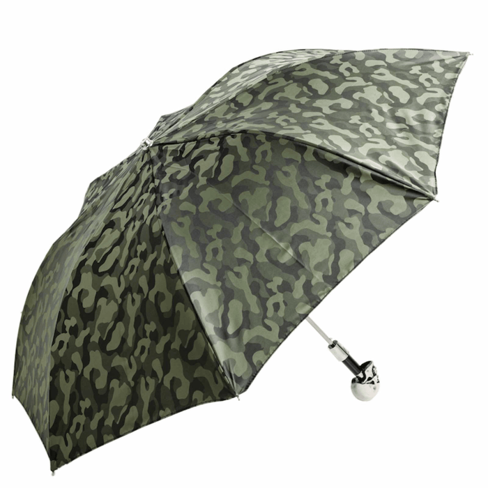 Rebel Skull Handle Camouflage Green Folding Umbrella