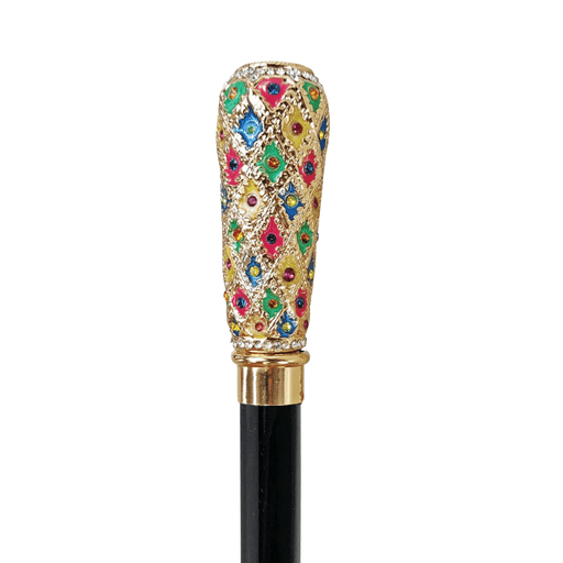 Hand-painted walking cane with crystals