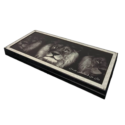 Metal backgammon set with Trio Of Lions motif