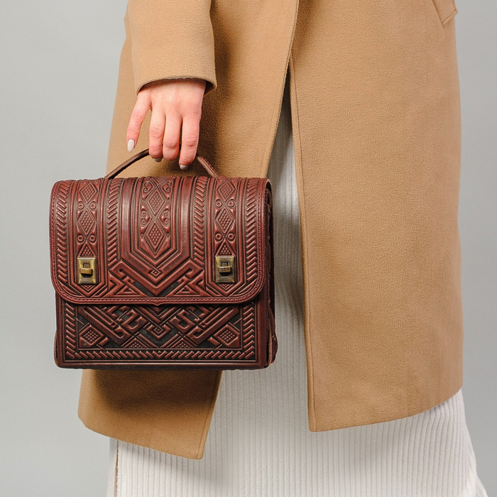 Burgundy Leather Satchel & Briefcase Genuine, Crossbody Bag