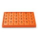 Orange jewelry display tray with stackable design