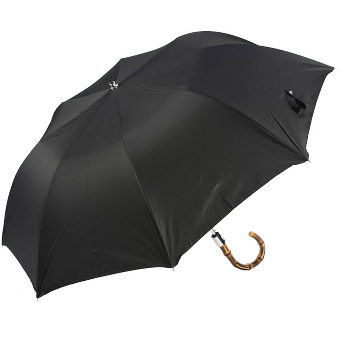elegant black folding umbrella with whangee handle 