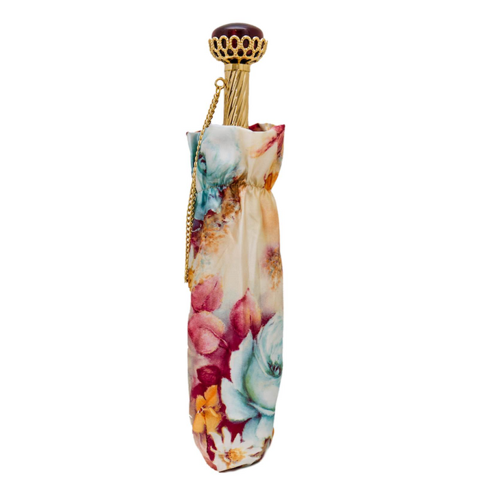 Flowered Jewel Brass Premium Quality Folding Umbrella
