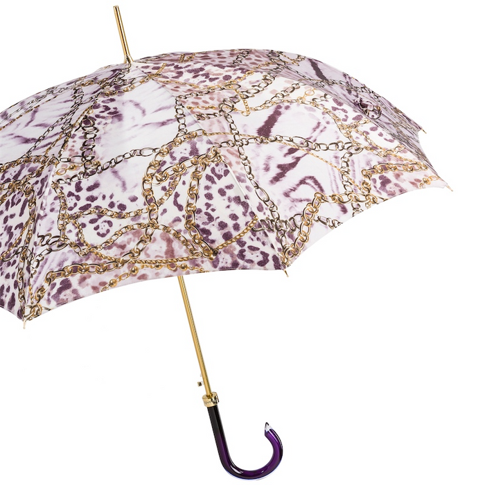 Purple Chains Print Umbrella with Unique Handle